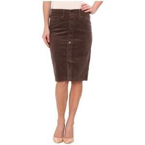 NWT Jag Jeans Women's Hazel Button-Front Pencil Skirt Chocolate Corduroy Size 16